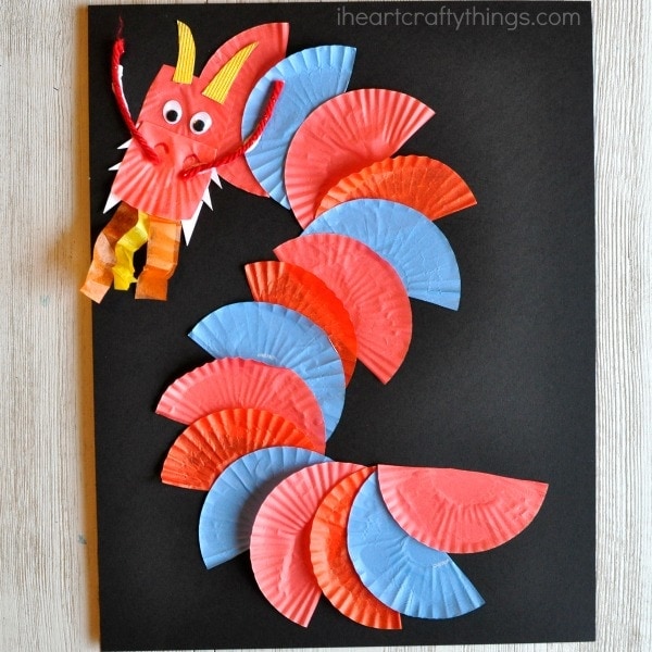 Awesome Cupcake Liner Dragon Craft - I Heart Crafty Things